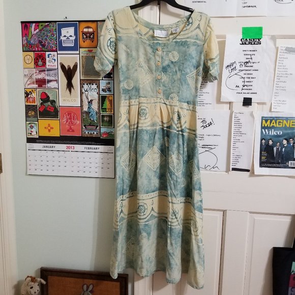 Passports Of Pier 1 Imports dress Small ombre batik abstract print VINTAGE - Picture 1 of 12